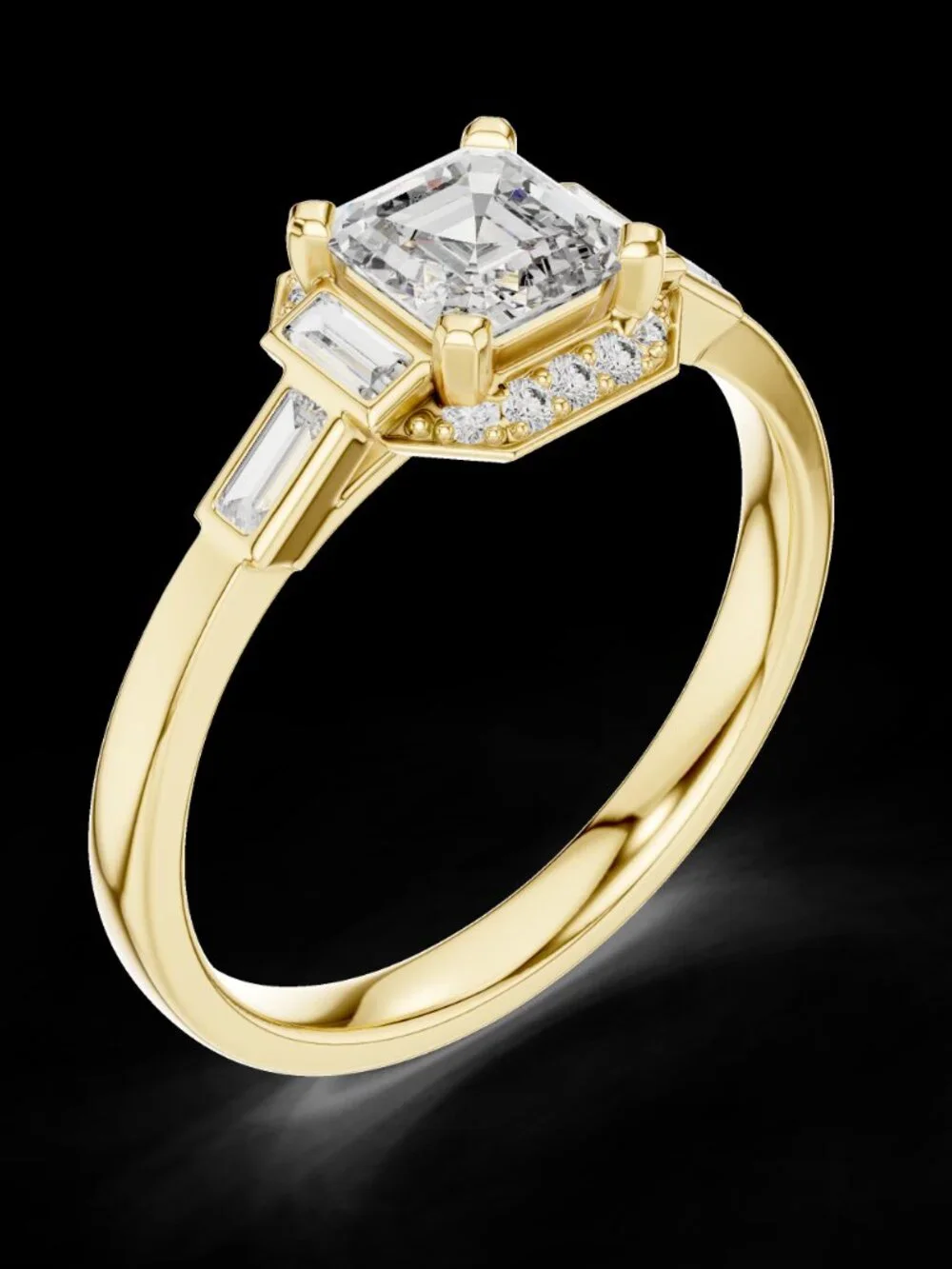 2ct Asscher Cut Lab Grown Diamond IGI Cert 14K Solid Gold Ring Everyday Wear